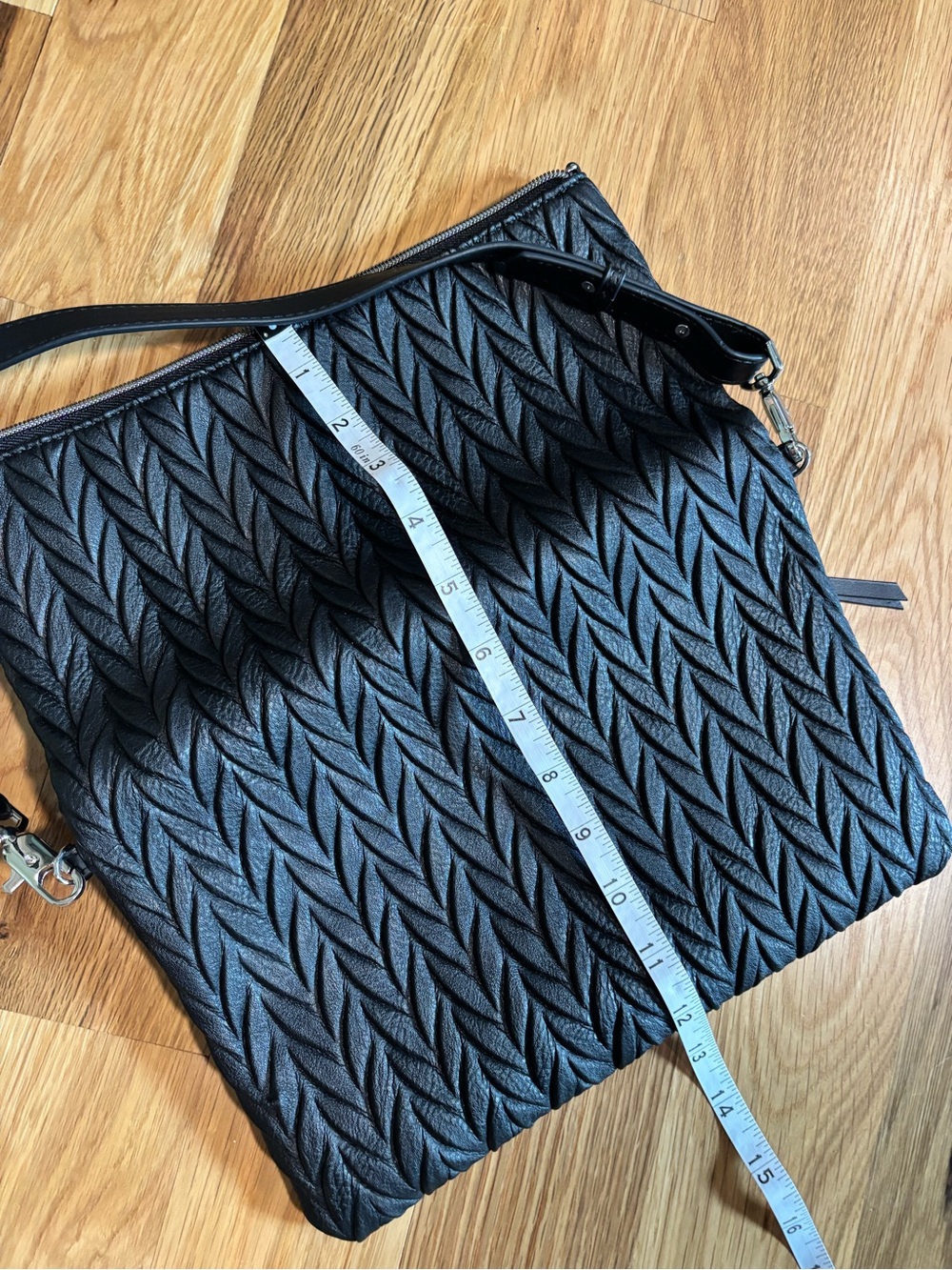 Textured Black Women's Crossbody Bag with Adjustable Strap